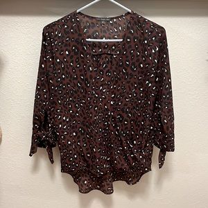 Allan Surplice Tie Sleeve High Low Blouse - Size Small